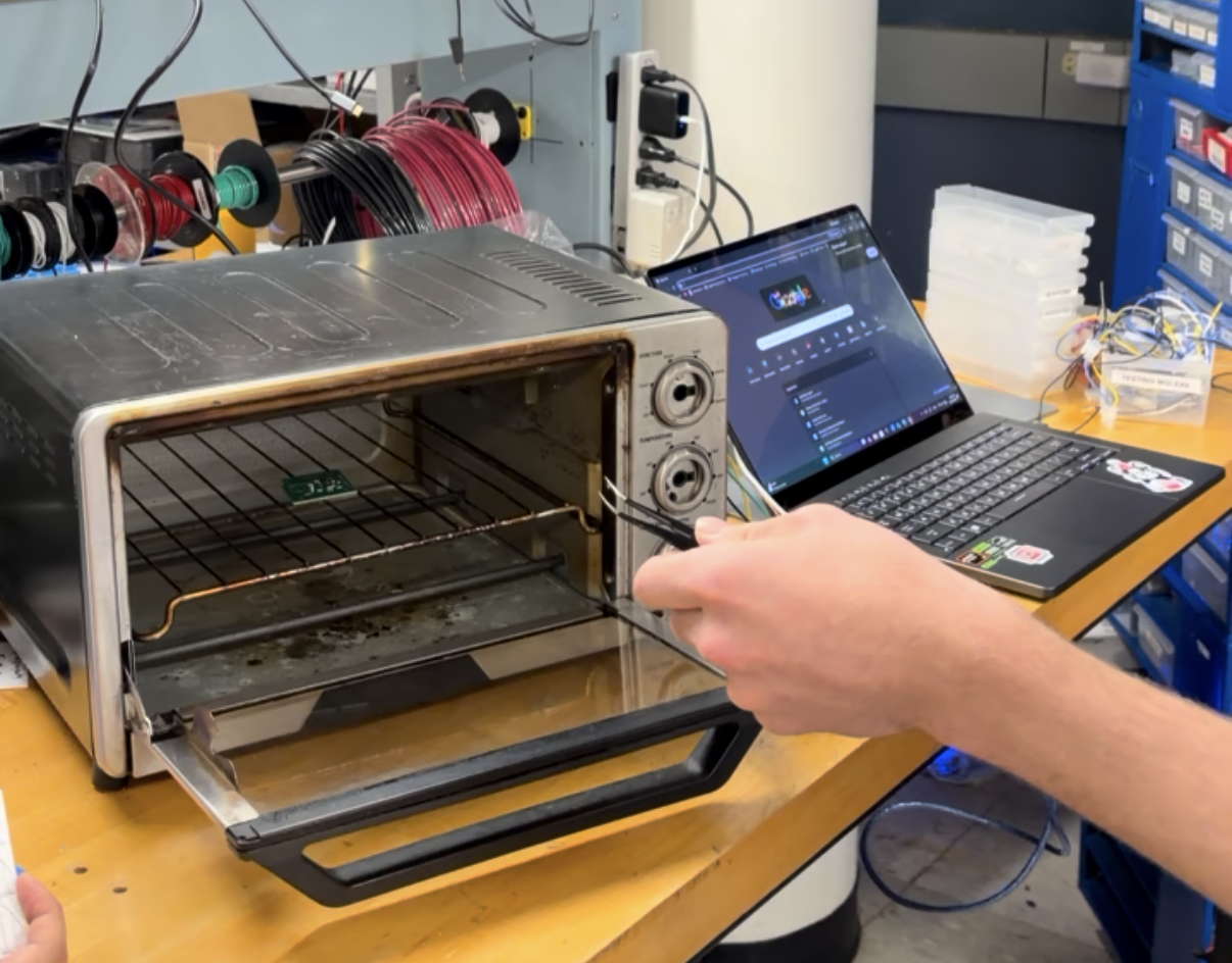 Converted toaster oven reflow setup