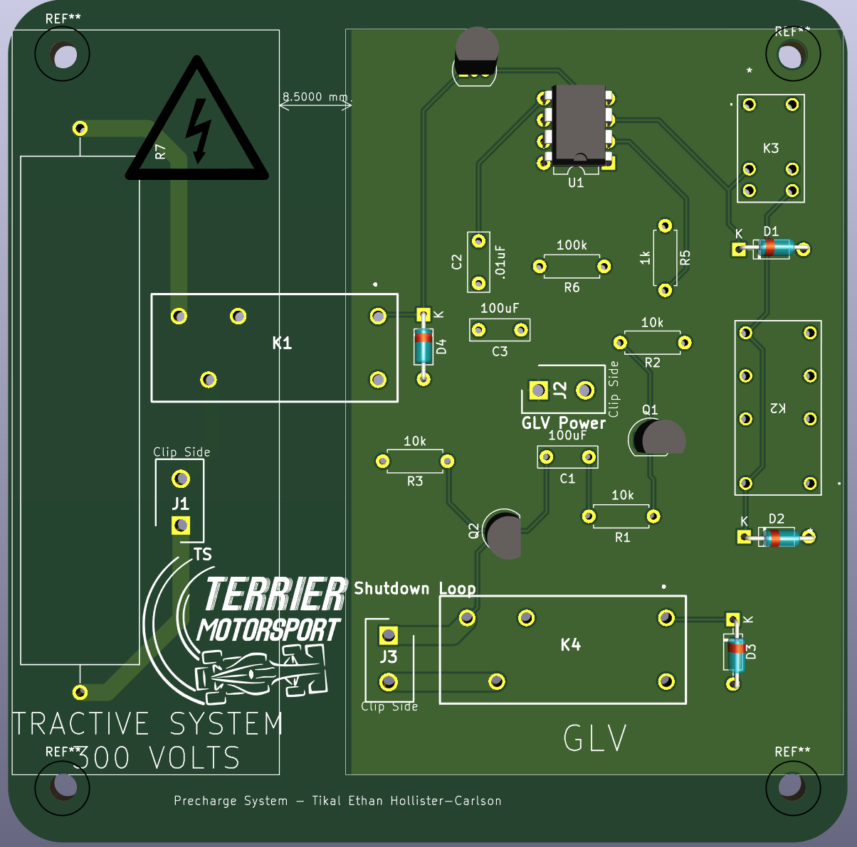Earlier revision of the precharge board